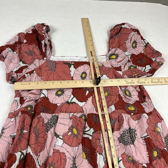 LOFT Babydoll Peasant Dress Floral Puff Sleeve Casual Cottagecore Pullover 12 - Picture 6 of 12